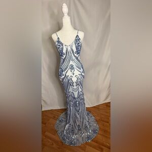 Lucy in the Sky Blue and White Maxi Dress